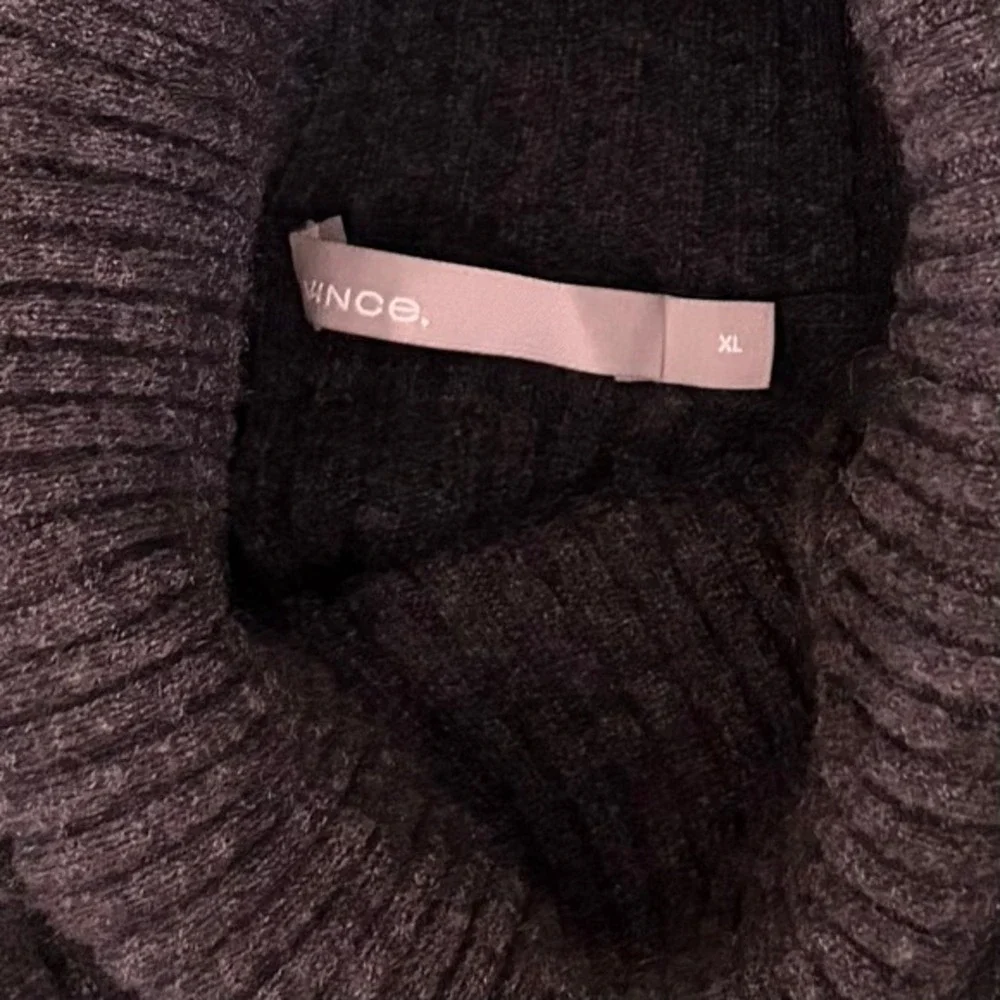 Men's VINCE Cashmere Striped Turtleneck Sweater Gray Ribbed Knitwear‎ X-Large